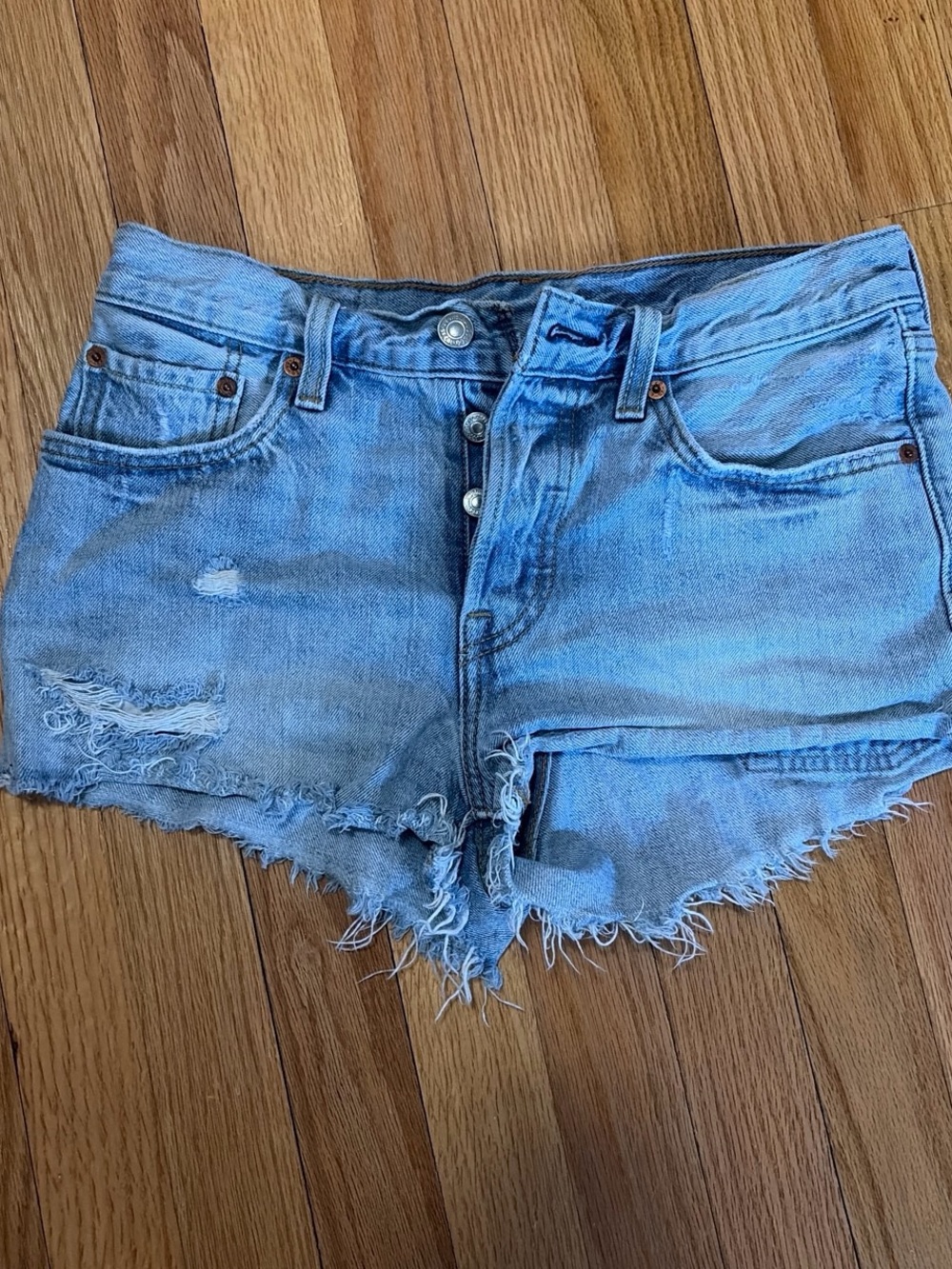 Levi’s Women's Light Blue Distressed Denim Shorts